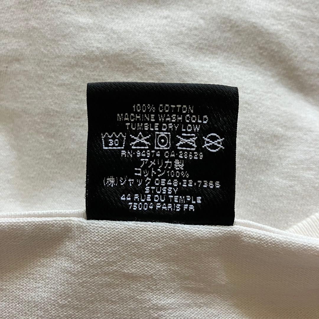 USA製 古着 ステューシー ピースマーク両面ロゴtシャツ 白 XL