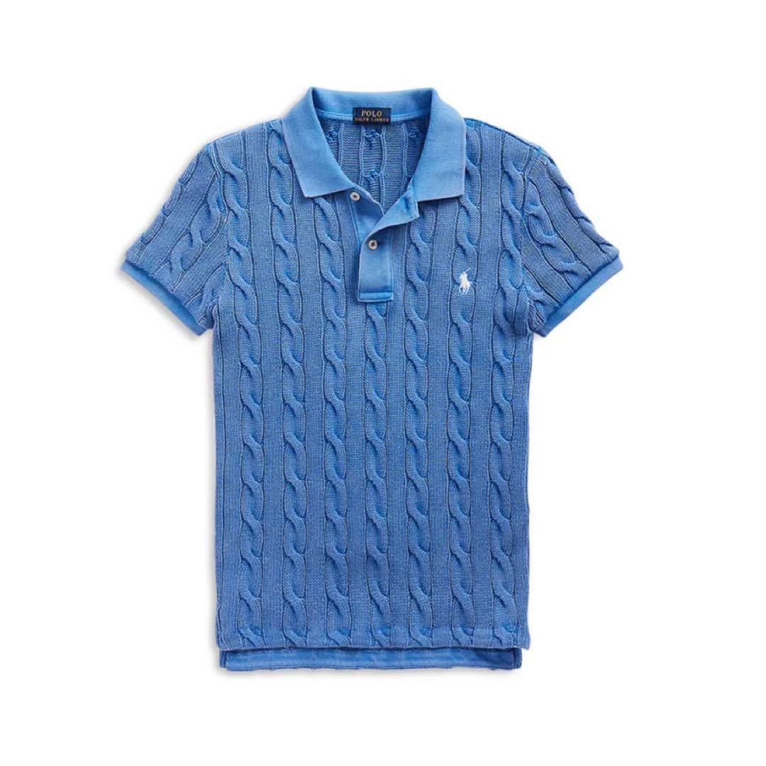 Polo Ralph Lauren 半袖 ポロシャツ ケーブルニット ブルー