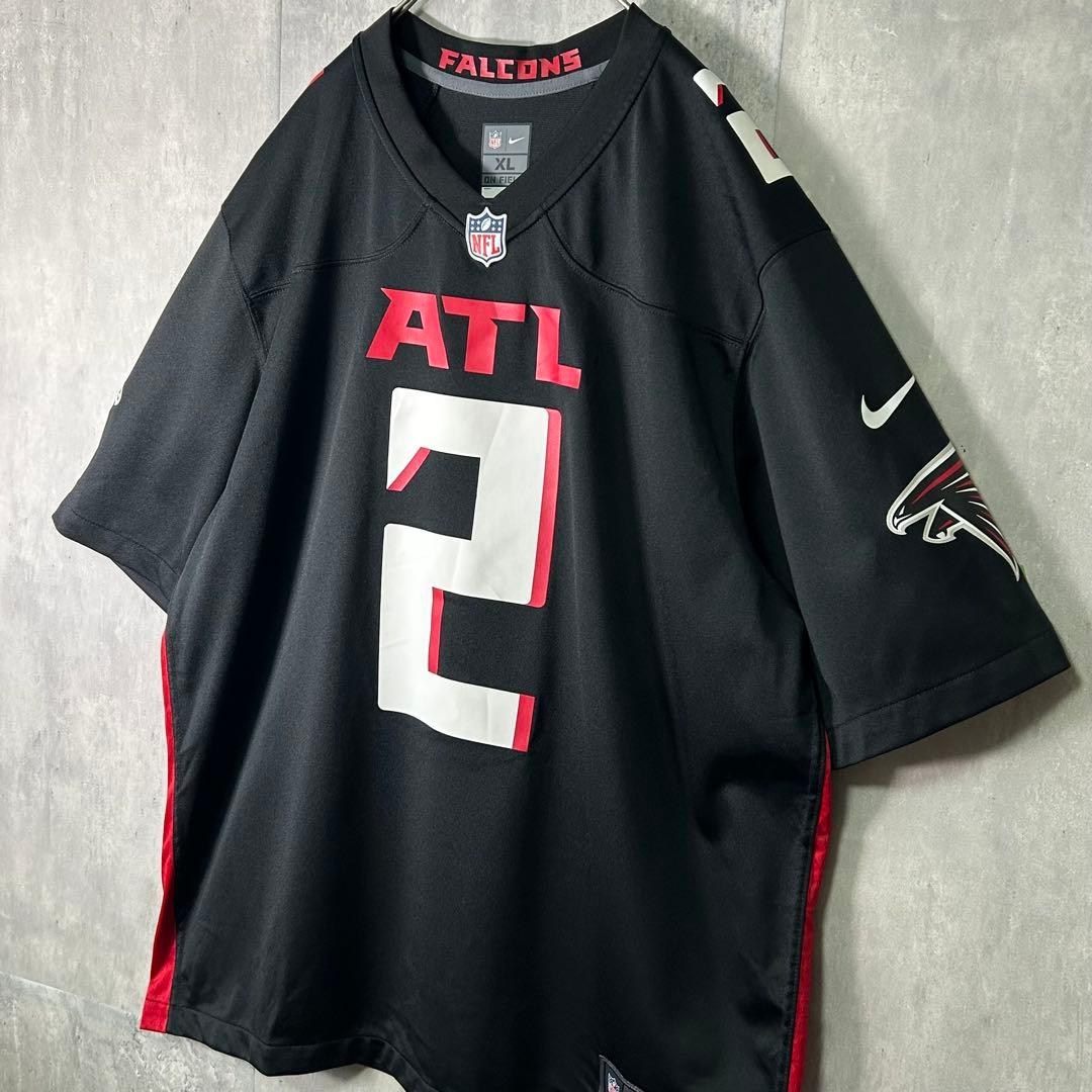 希少デザイン NIKE Falcons マットライアン ゲームシャツ 黒 美品