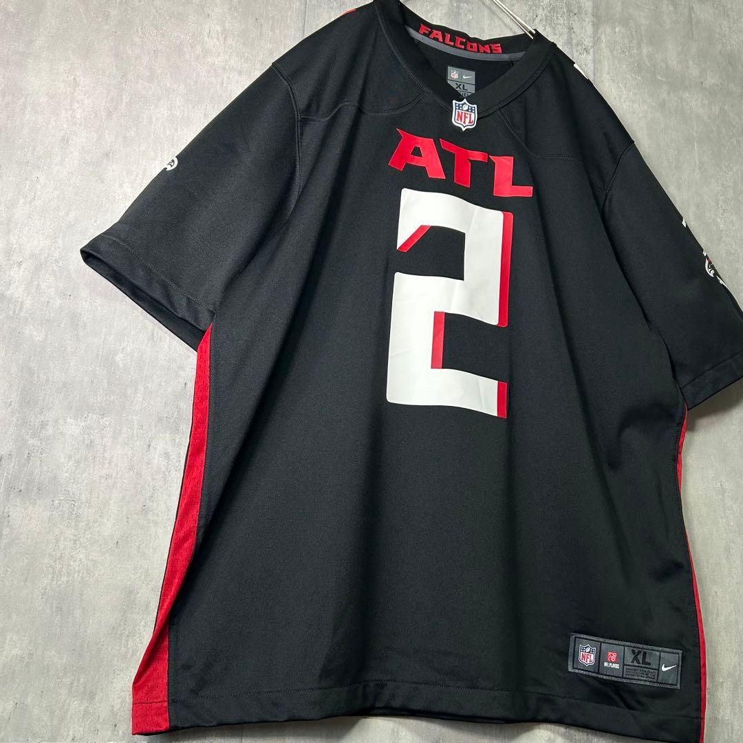 希少デザイン NIKE Falcons マットライアン ゲームシャツ 黒 美品
