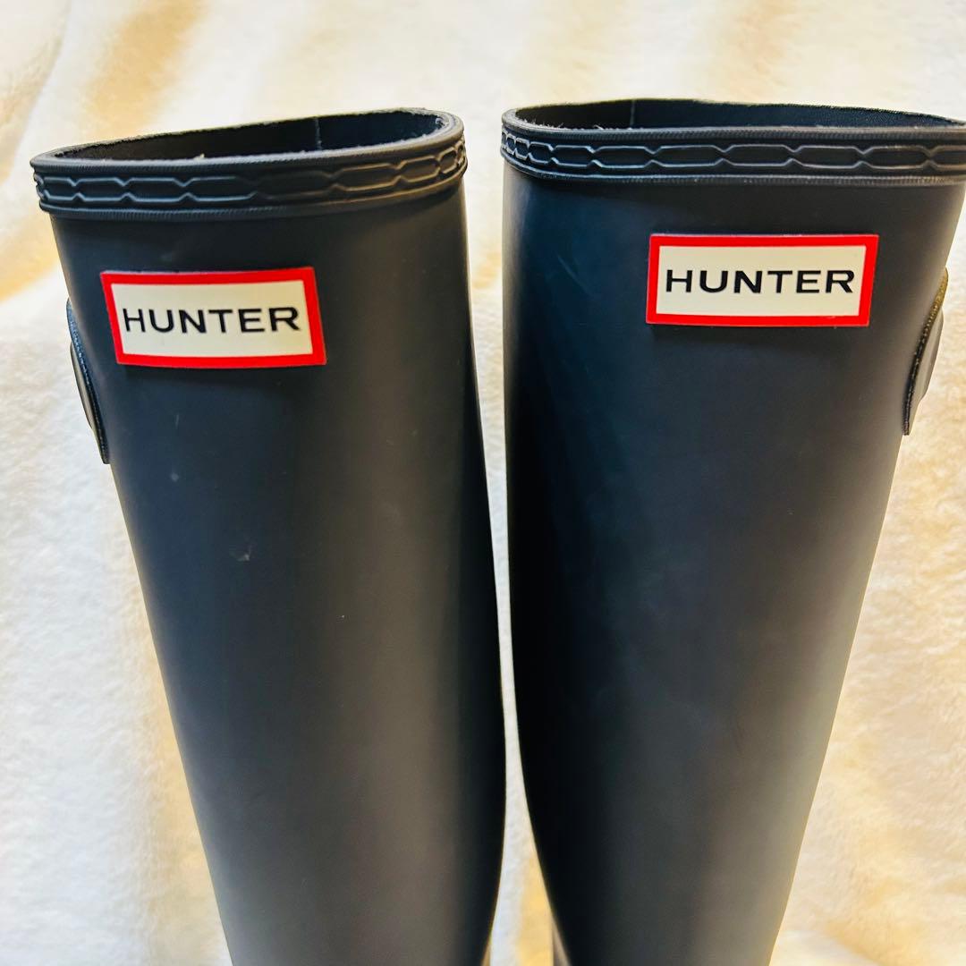 美品! HUNTER ハンター 長靴 レインブーツ ネイビー バックル 25cm