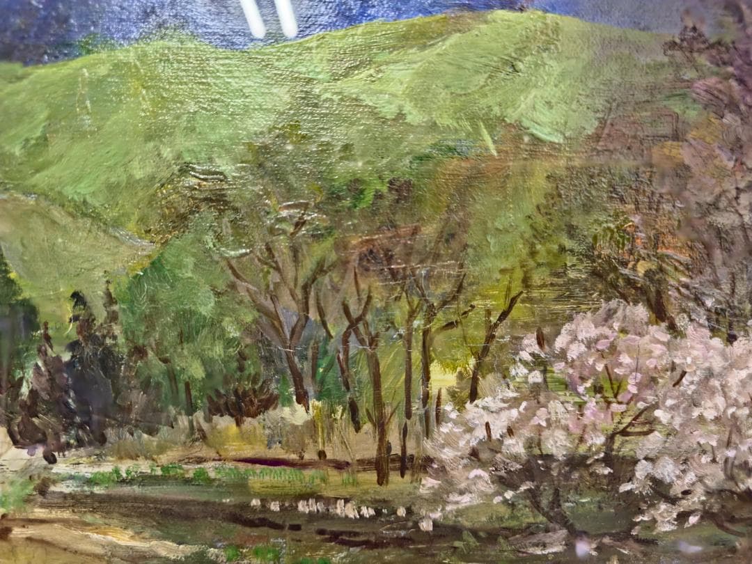 M▽野々村晃 油彩 絵画 額縁 F4 近江路 待春 蒲生 (38222)