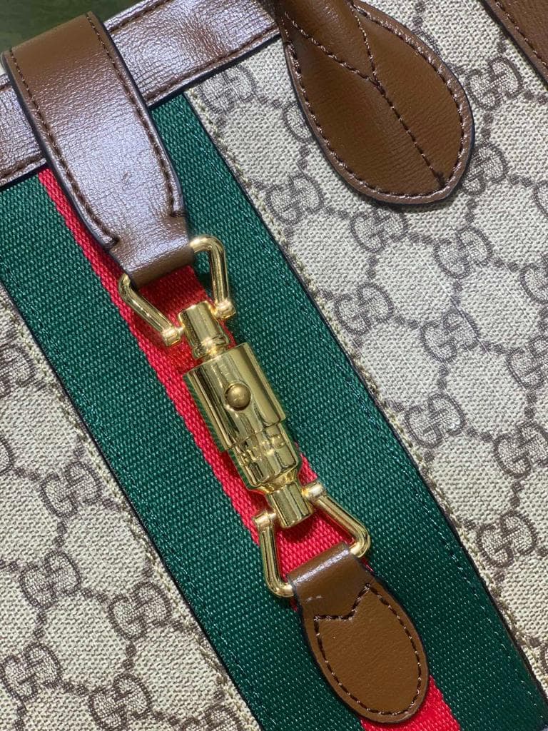 GUＣＣI トートバッグ ブラウン/グリーン/レッド