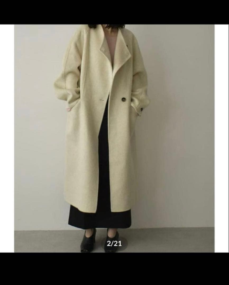 美品cizzatoチザットロングシャギーコートアイボリー