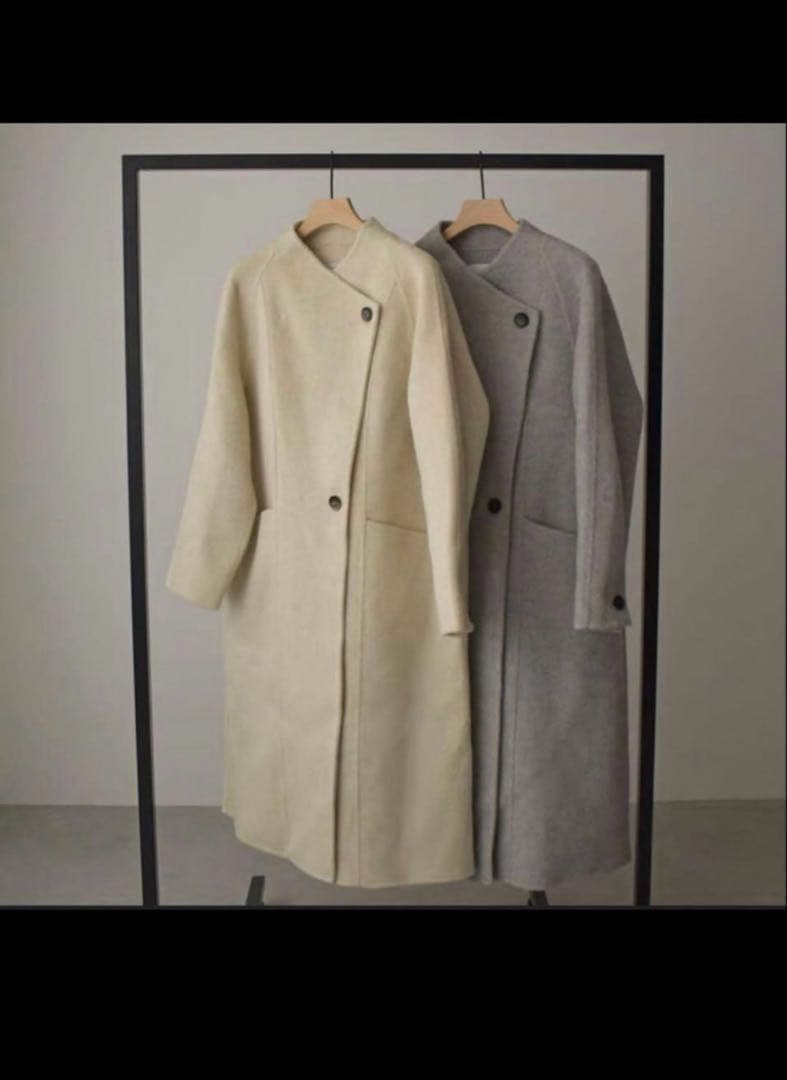 美品cizzatoチザットロングシャギーコートアイボリー