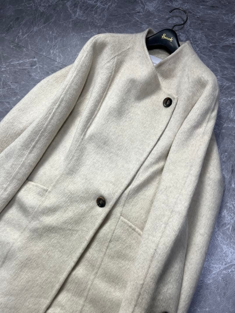 美品cizzatoチザットロングシャギーコートアイボリー