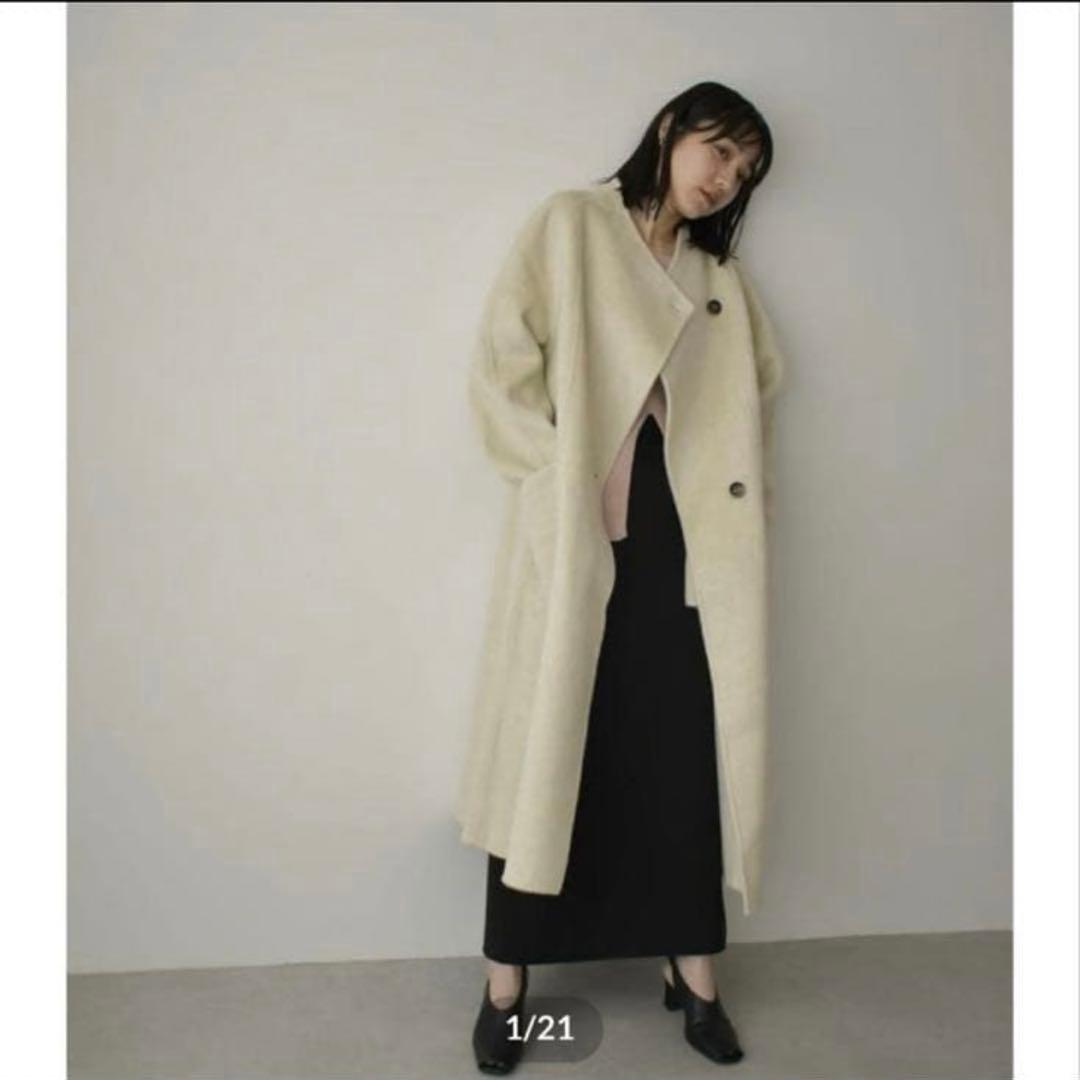 美品cizzatoチザットロングシャギーコートアイボリー