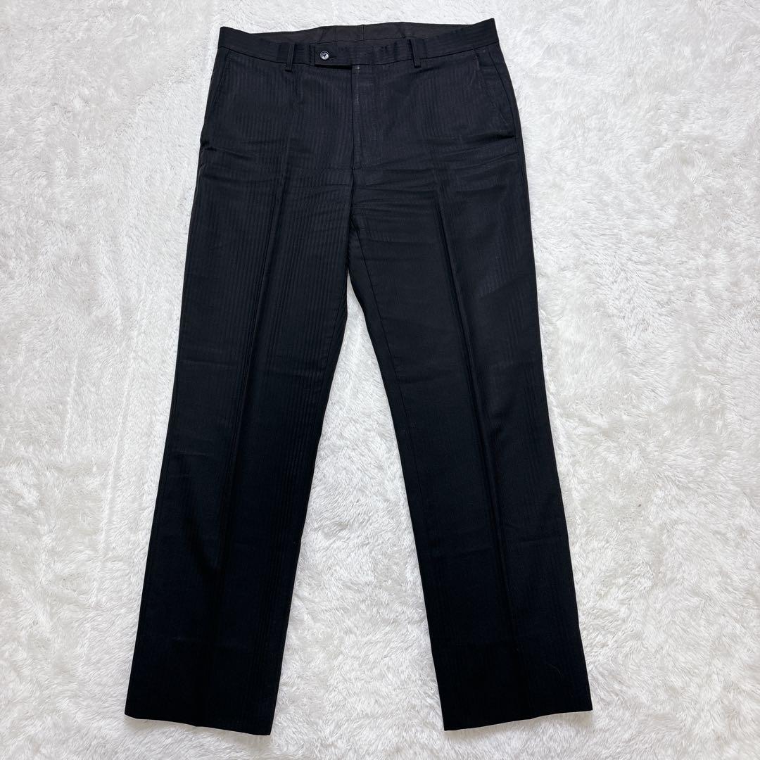 【美品】ORIHICA スーツ セットアップ AB5 黒 ストライプ ビジネス