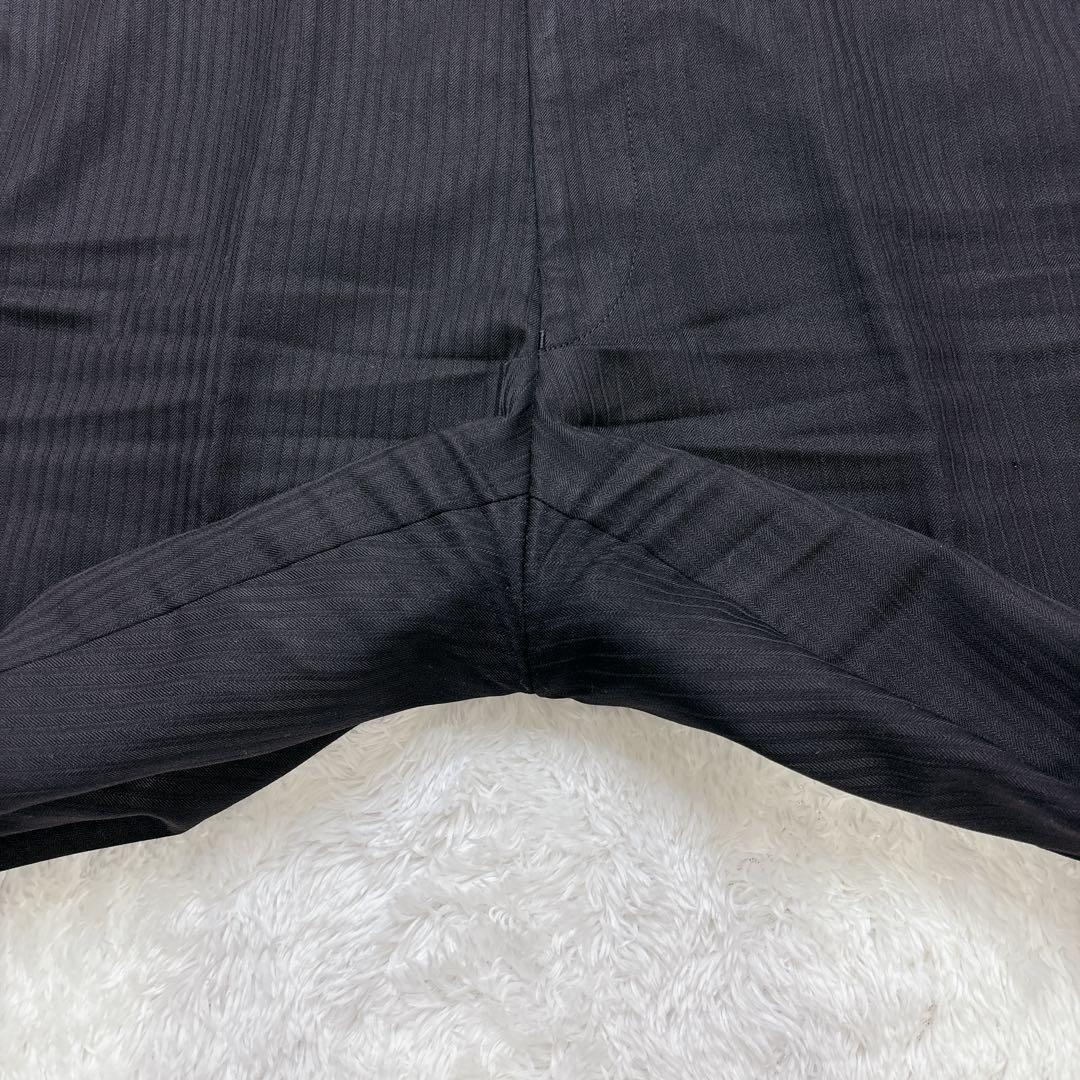 【美品】ORIHICA スーツ セットアップ AB5 黒 ストライプ ビジネス