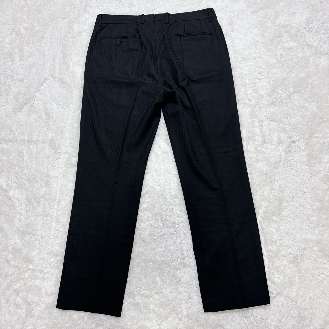 【美品】ORIHICA スーツ セットアップ AB5 黒 ストライプ ビジネス