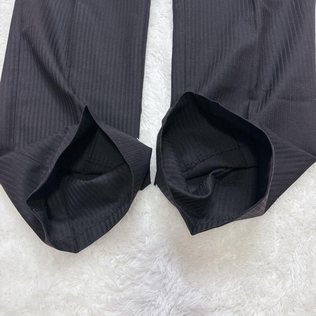 【美品】ORIHICA スーツ セットアップ AB5 黒 ストライプ ビジネス
