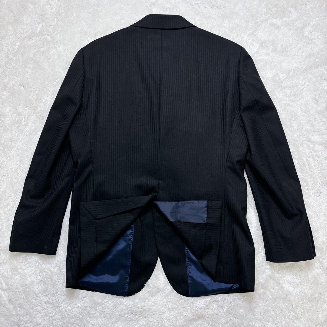 【美品】ORIHICA スーツ セットアップ AB5 黒 ストライプ ビジネス