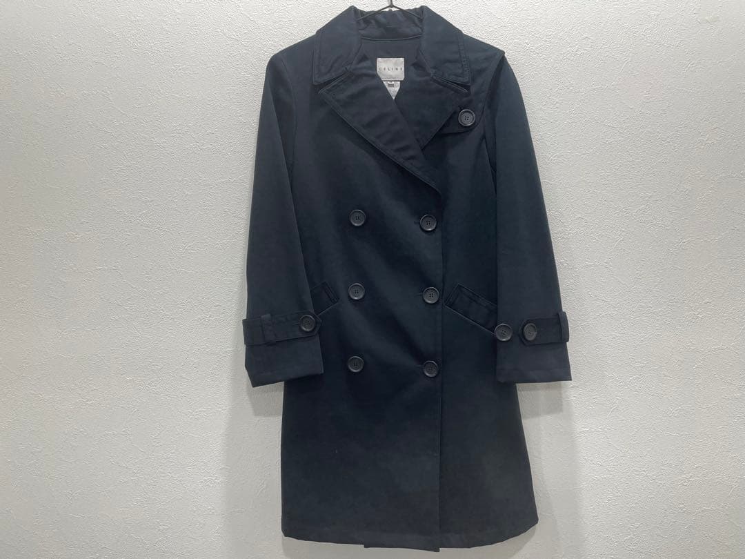 【美品】　セリーヌ　裏地総柄　レディース　トレンチコート　ネイビー　38