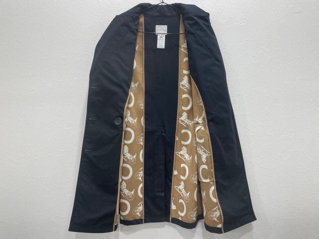 【美品】　セリーヌ　裏地総柄　レディース　トレンチコート　ネイビー　38