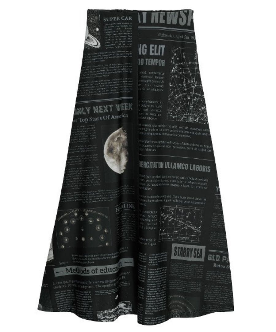 スカート AMERI UND SPACE NEWSPAPER PRINT SKIRT