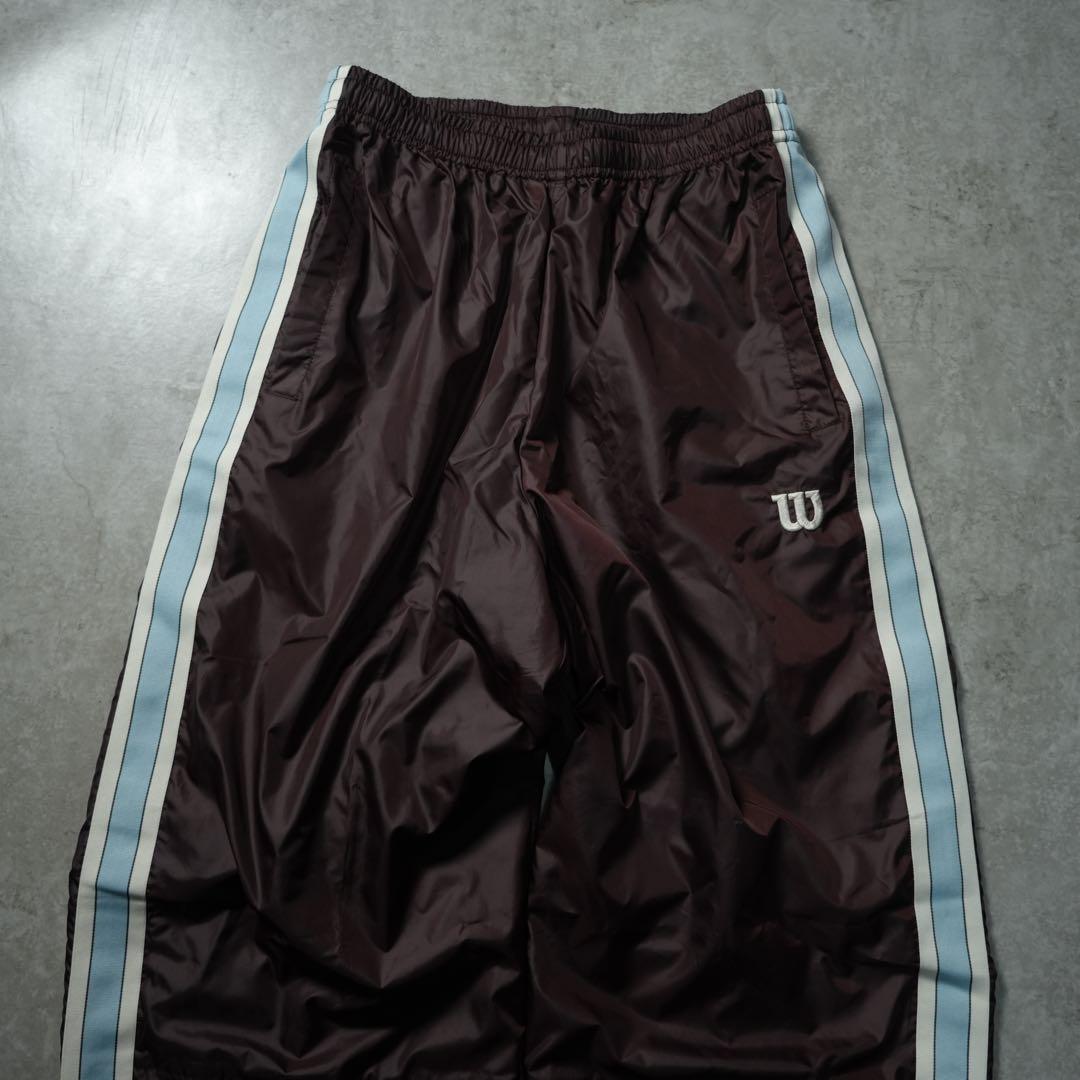 90s Wilson ワイドナイロンパンツ チョコブラウン サイドライン y2k