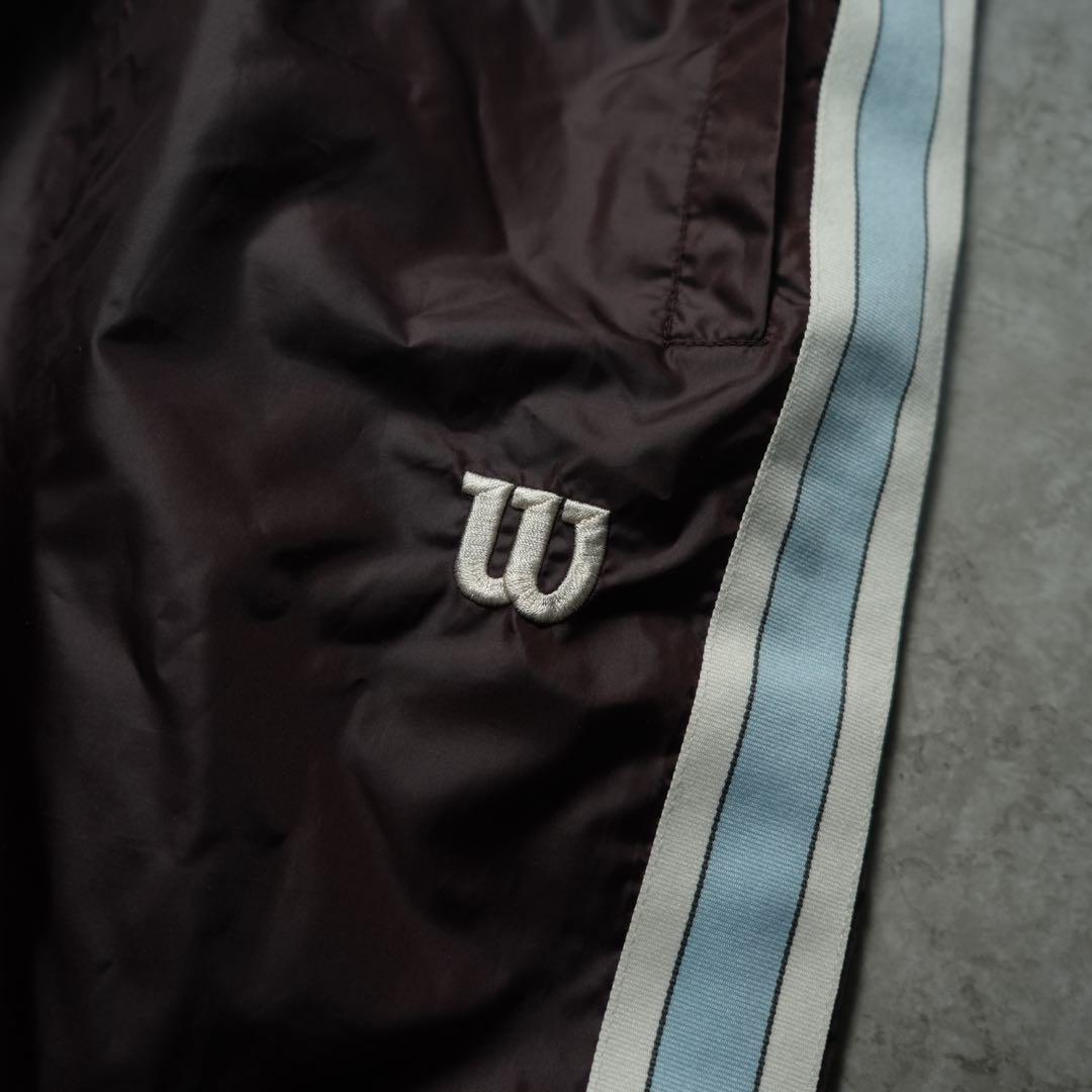 90s Wilson ワイドナイロンパンツ チョコブラウン サイドライン y2k