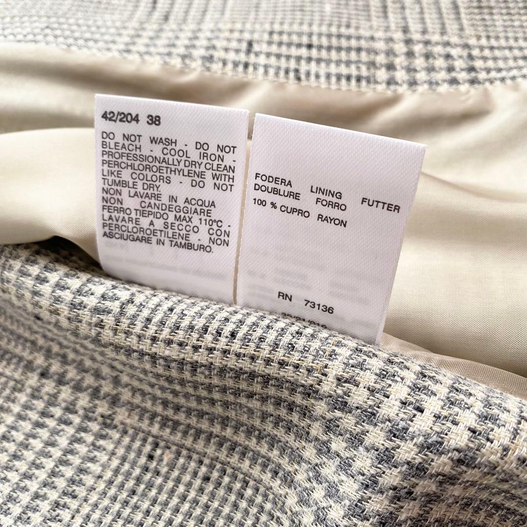 極美品◆MaxMara 銀タグ テーラードジャケット シルク チェック グレー