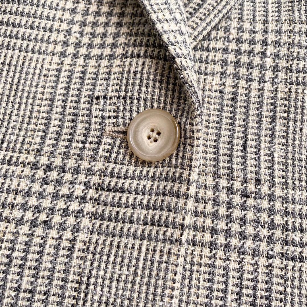 極美品◆MaxMara 銀タグ テーラードジャケット シルク チェック グレー