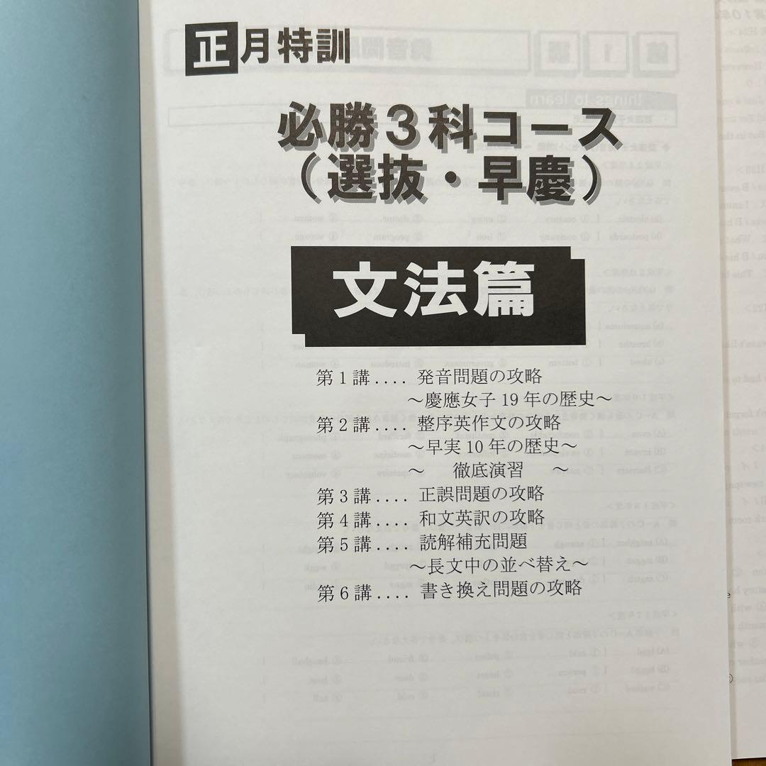 正月特訓テキスト 早慶クラス