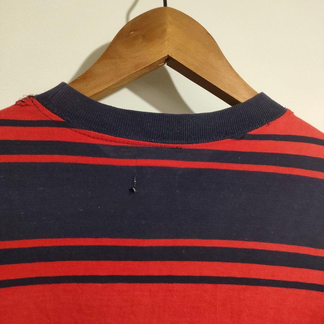 60s ランダムボーダーTシャツ L マルチボーダー ハンテン サーフ