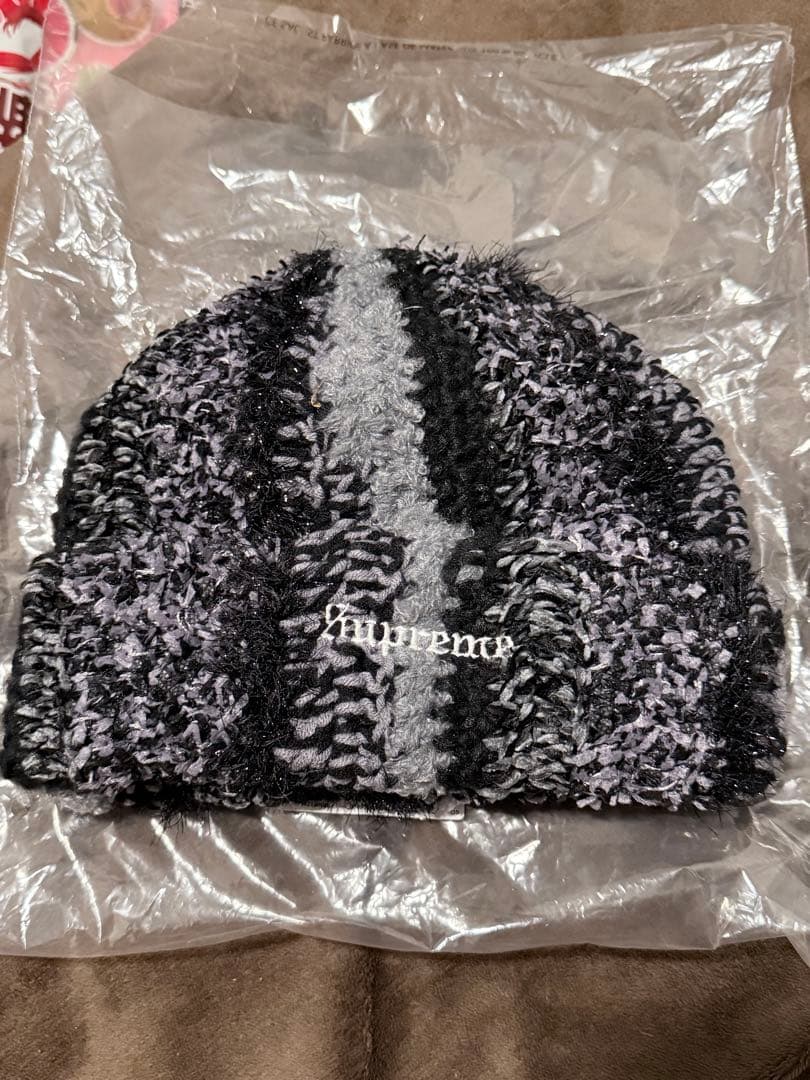 お*れ様 【新品】Supreme Tinsel Stripe Beanie ブラ