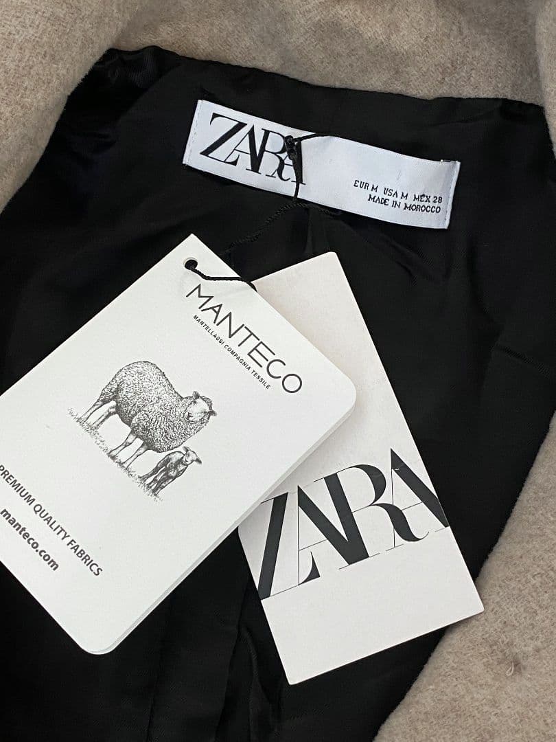 タグ付ZARA MANTECO ウールブレンド ロングコート M ベージュ