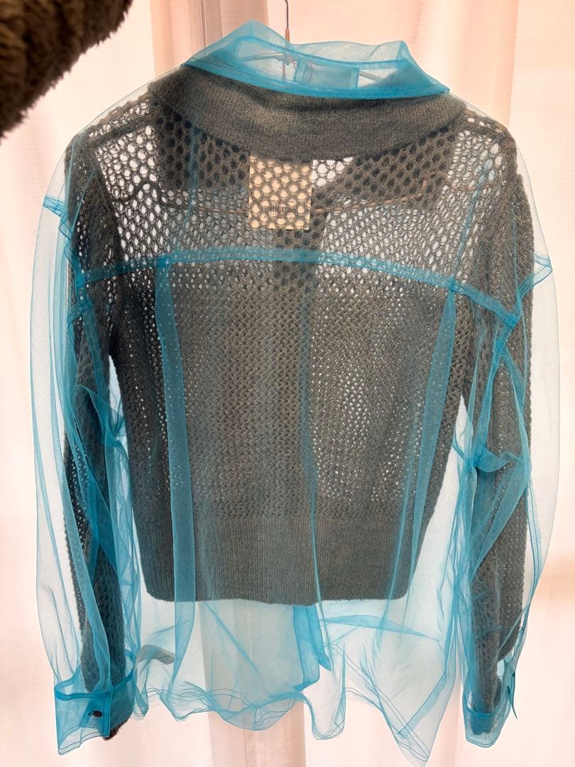 トップス Tulle Shirt Layered Polo Knit Cardigan