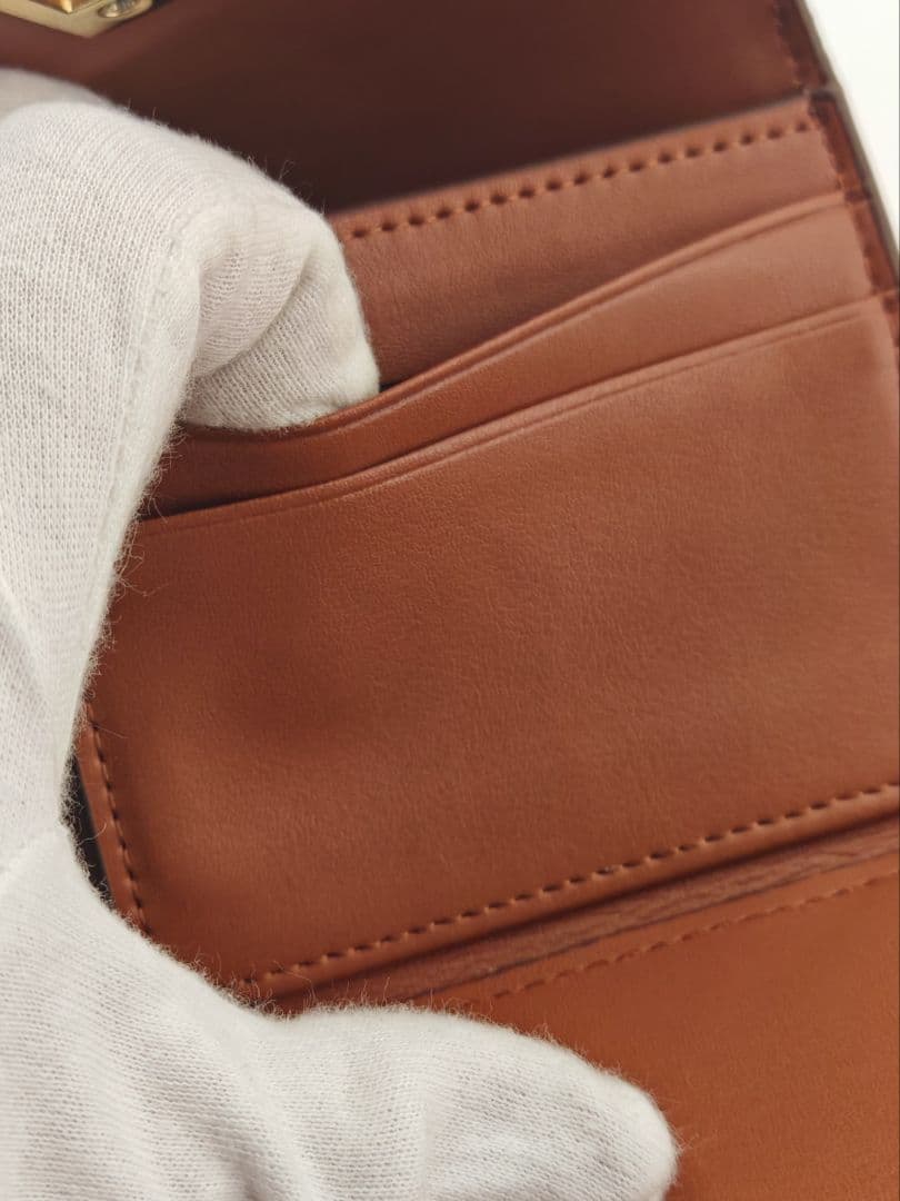 CELINE 三つ折り財布 ブラウン トリオンフ金具　美品