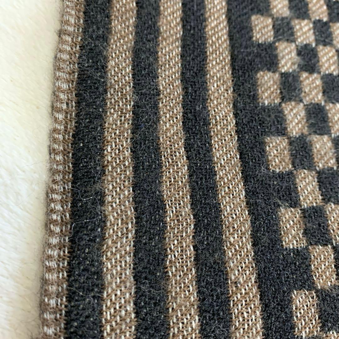FENDI フェンディ　ウールマフラー　ズッカ柄　黒茶　男女兼用