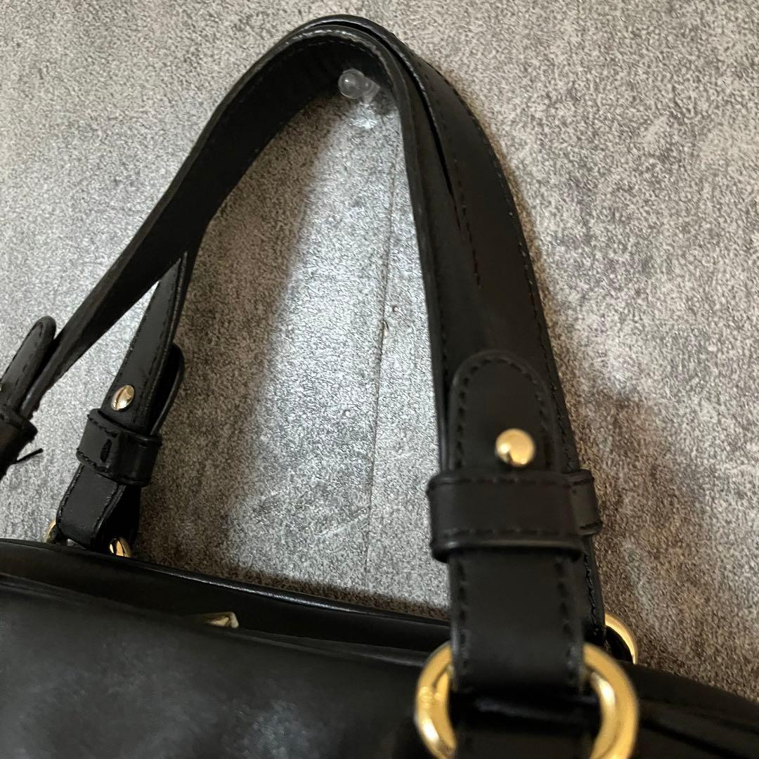 GIORGIO ARMANI レザー トートバッグ ミニボストン ブラック
