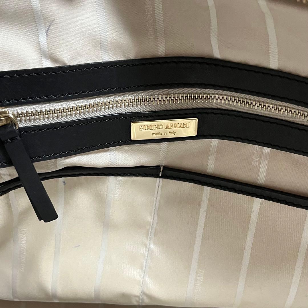 GIORGIO ARMANI レザー トートバッグ ミニボストン ブラック