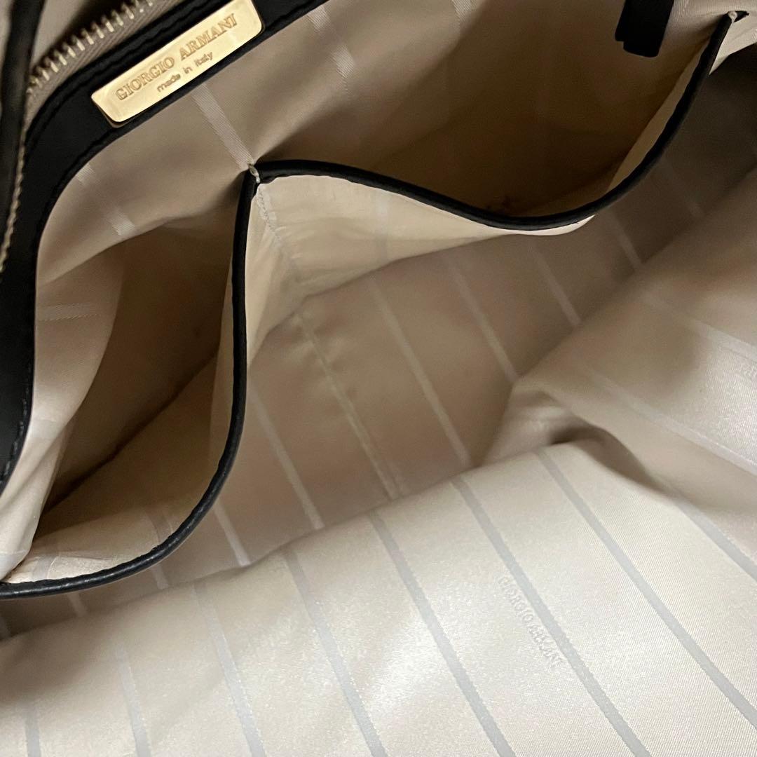 GIORGIO ARMANI レザー トートバッグ ミニボストン ブラック
