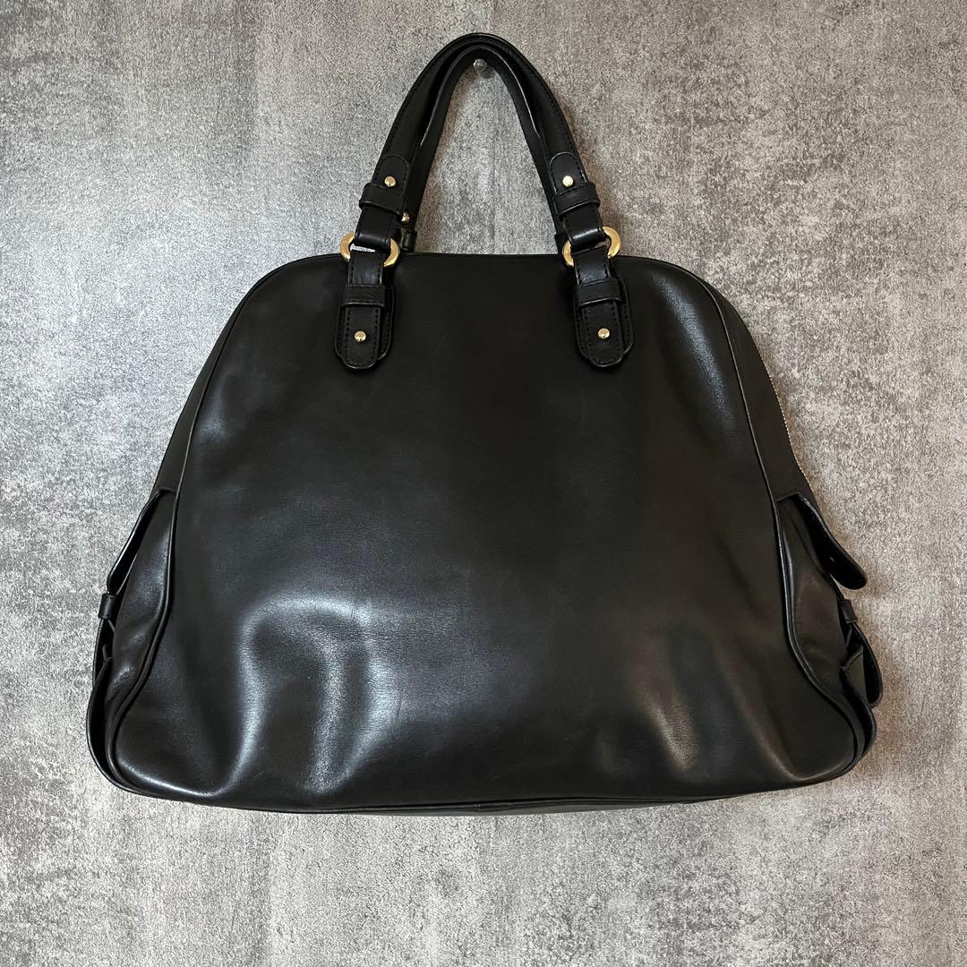 GIORGIO ARMANI レザー トートバッグ ミニボストン ブラック
