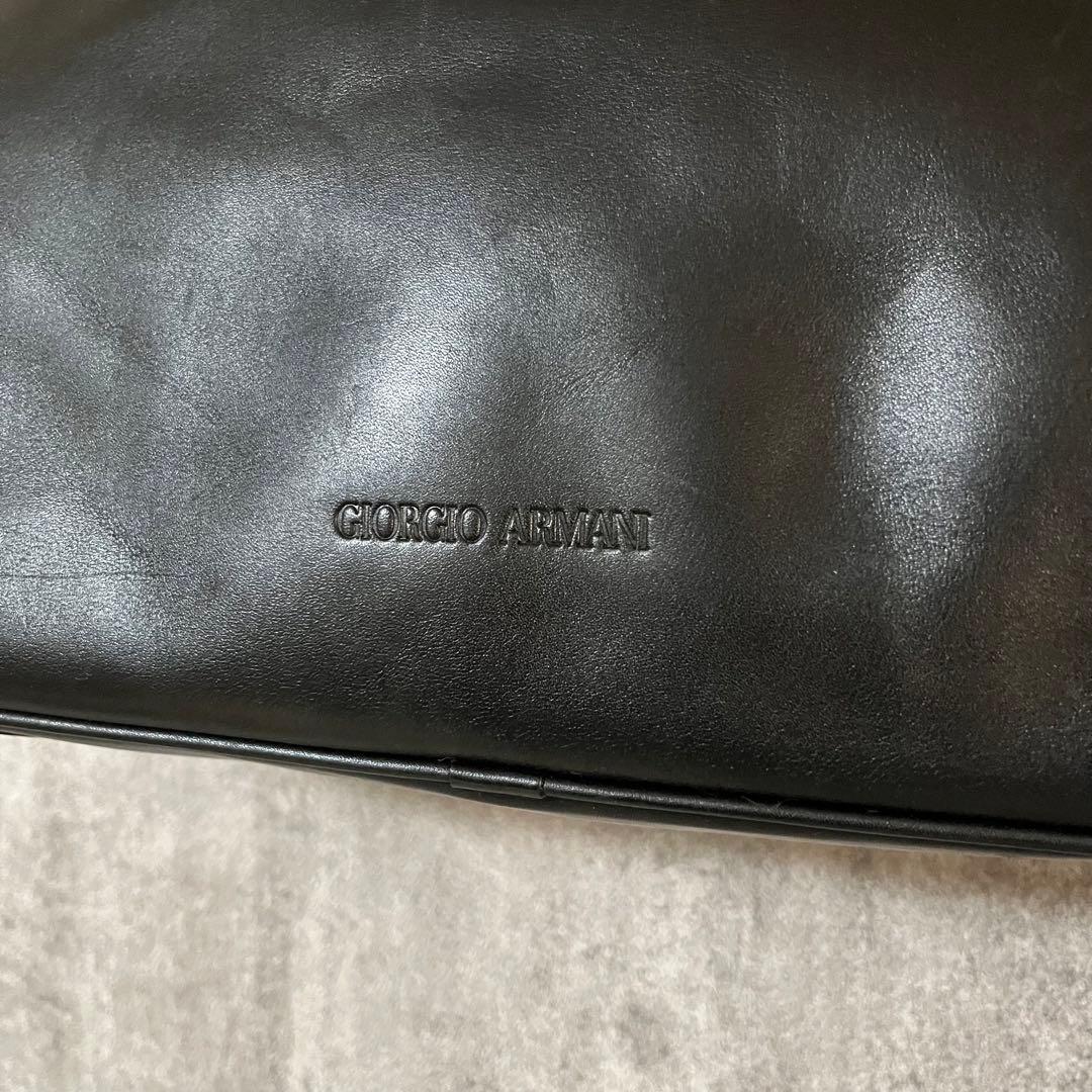 GIORGIO ARMANI レザー トートバッグ ミニボストン ブラック