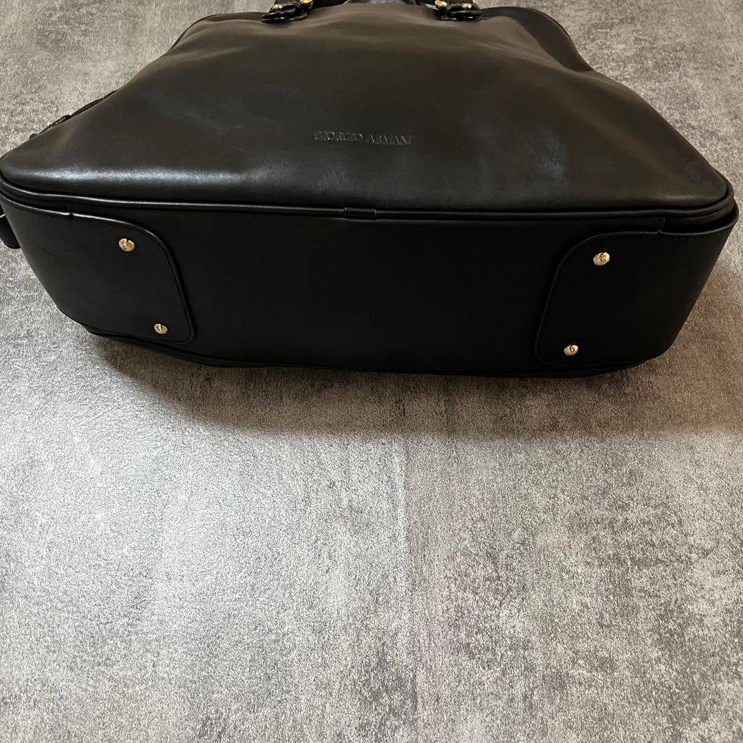 GIORGIO ARMANI レザー トートバッグ ミニボストン ブラック