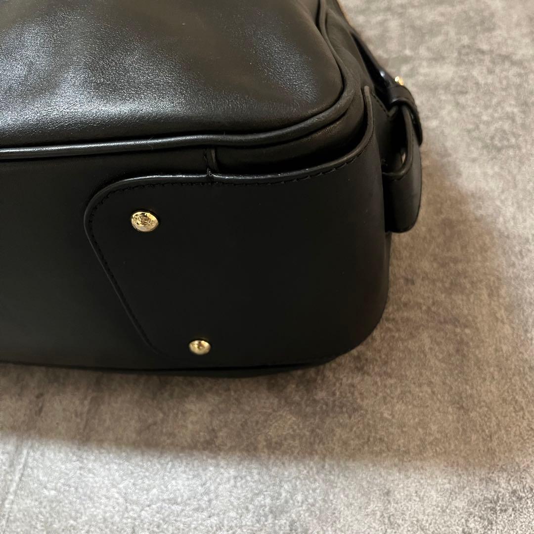 GIORGIO ARMANI レザー トートバッグ ミニボストン ブラック