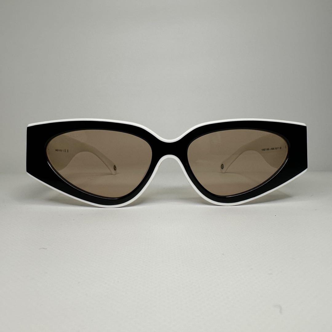 【新品】CHANEL シャネル サングラス キャットアイ 白黒 ココマーク