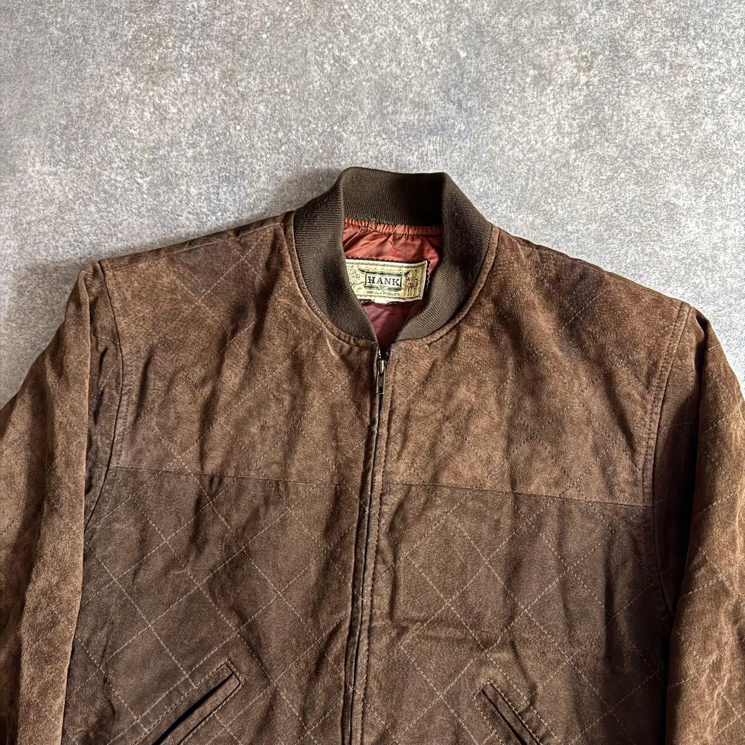90s diamond stitch leather MA1 jacket 短丈