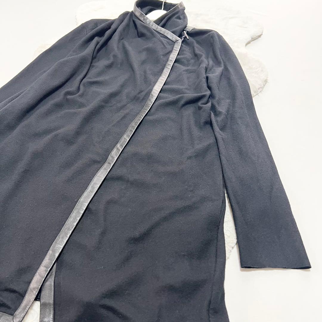 HELMUTLANG*ヘルムートラング*ロングカーディガン　ラムレザー　ブラック