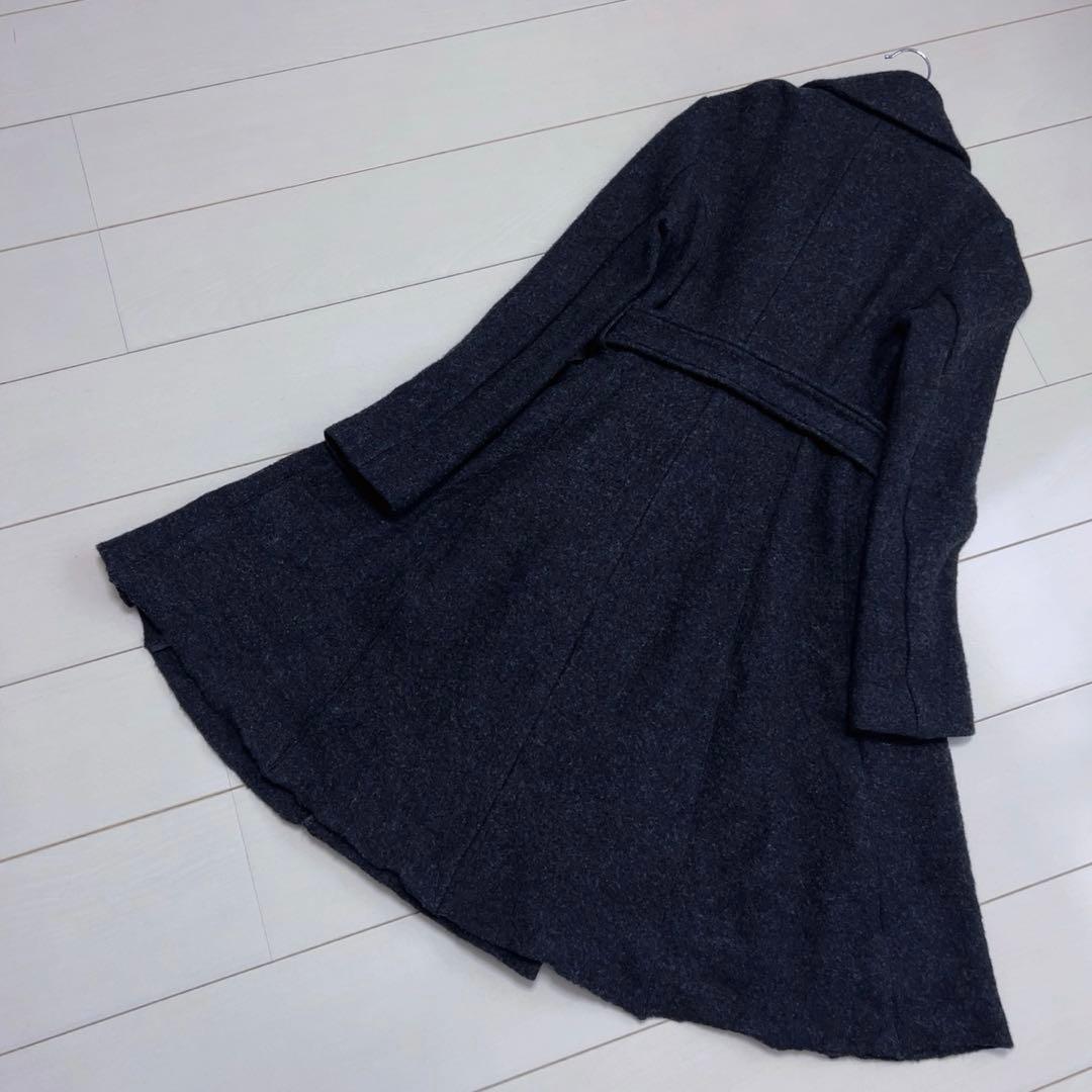 ☆Theory☆Boucle Coat Flare CoatダークグレーAライン