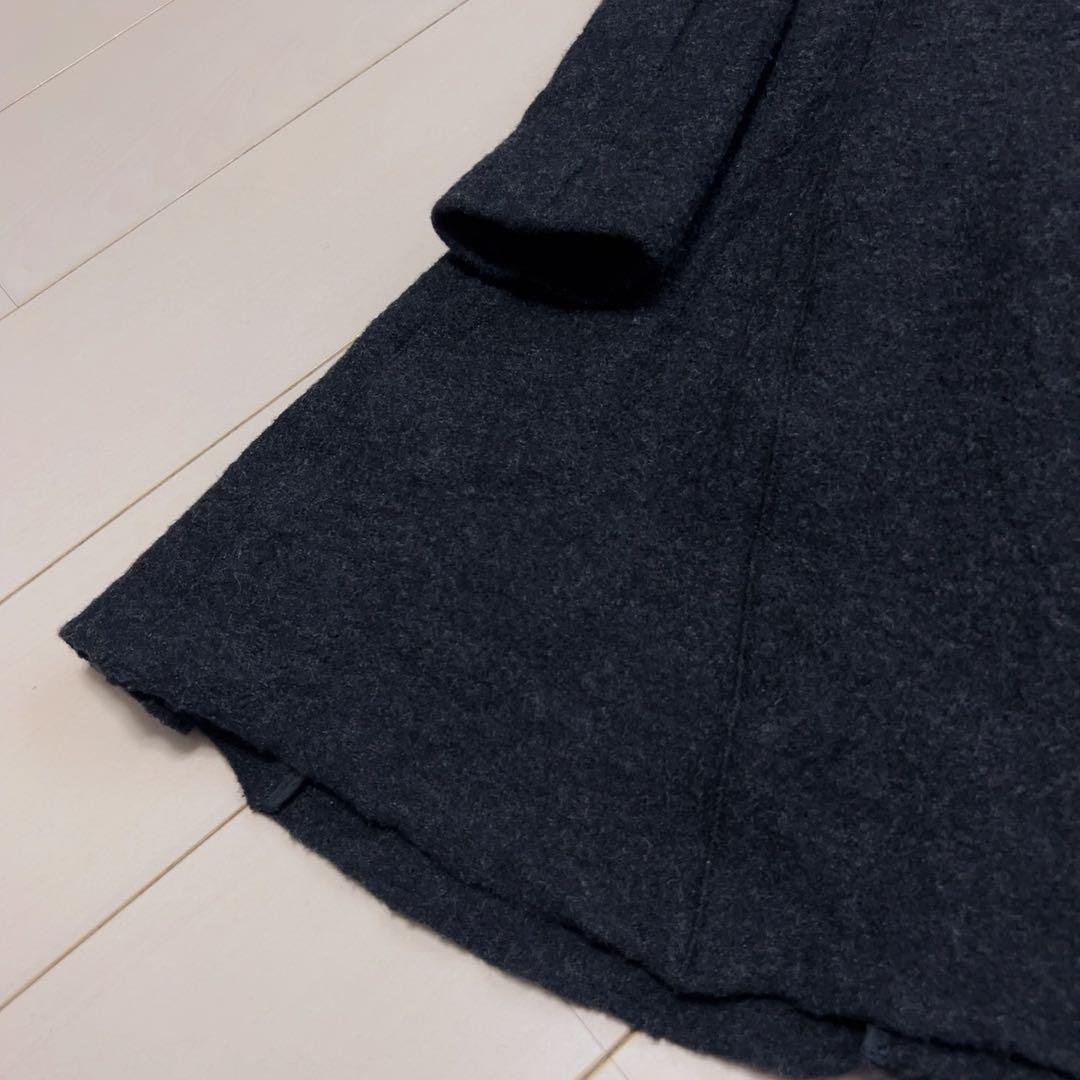 ☆Theory☆Boucle Coat Flare CoatダークグレーAライン