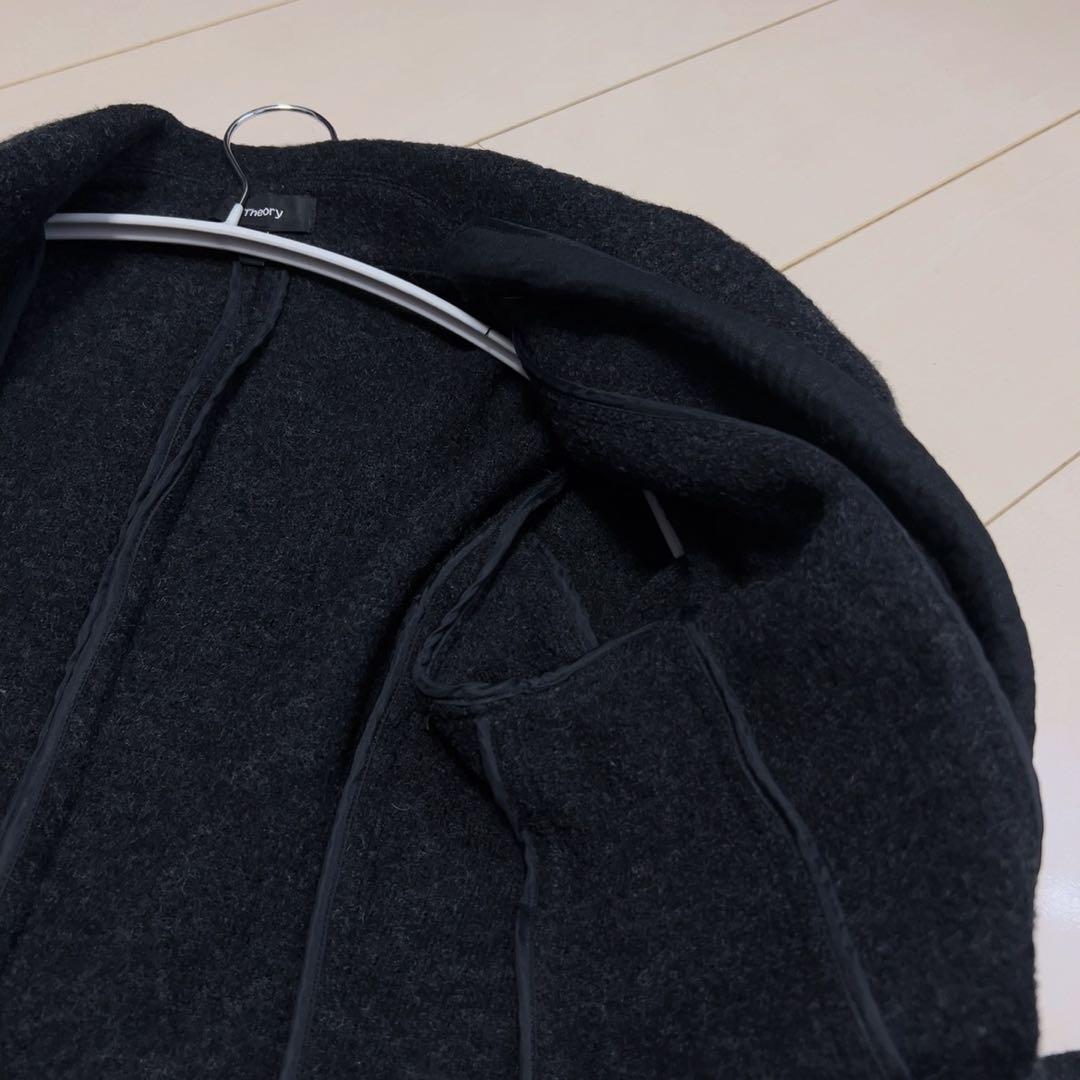 ☆Theory☆Boucle Coat Flare CoatダークグレーAライン