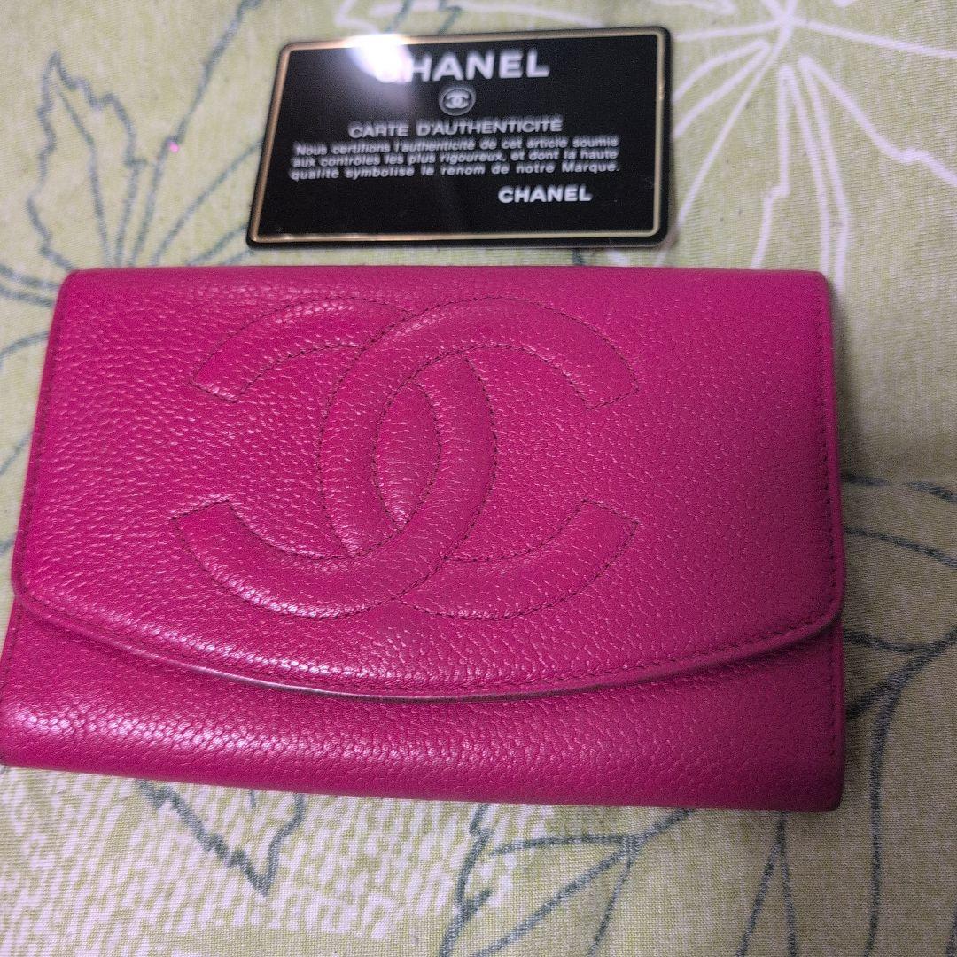 CHANEL 二つ折り財布 ピンク