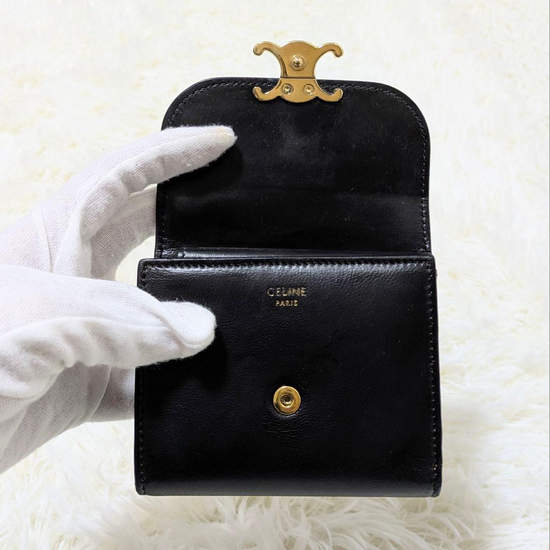 みさ✨CELINE トリオンフ　スモールウォレット　三つ折り財布　ブラック