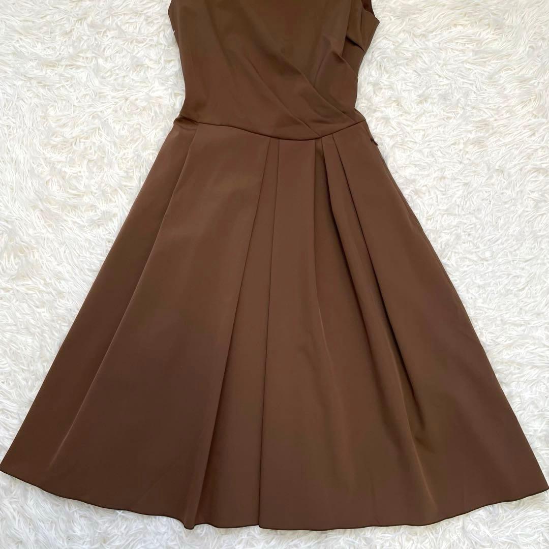 美品✨️フォクシー フレアワンピース ノースリーブ ブラウン 40