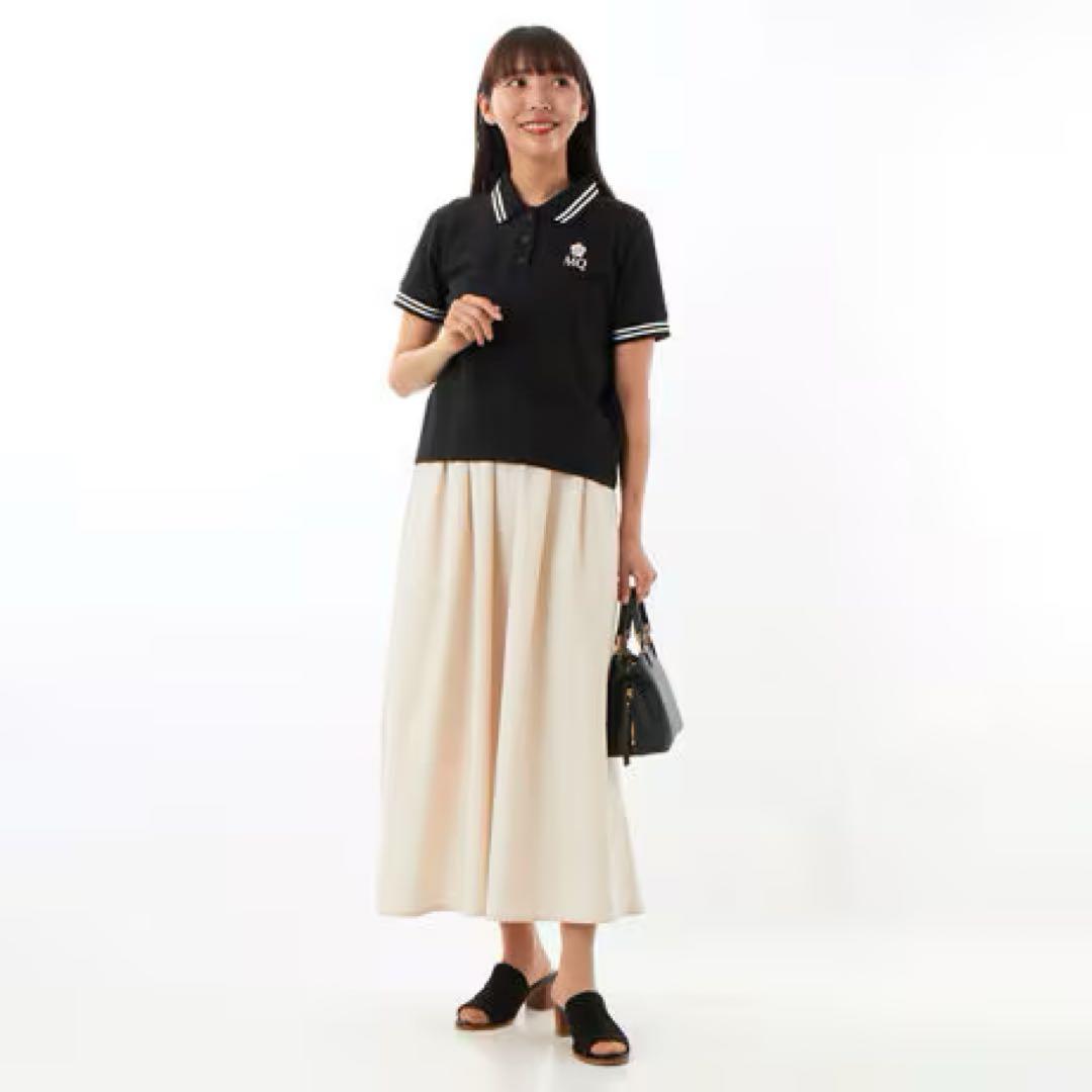 【タグ付き新品】MQ ストライプポロシャツ 半袖 ブラック