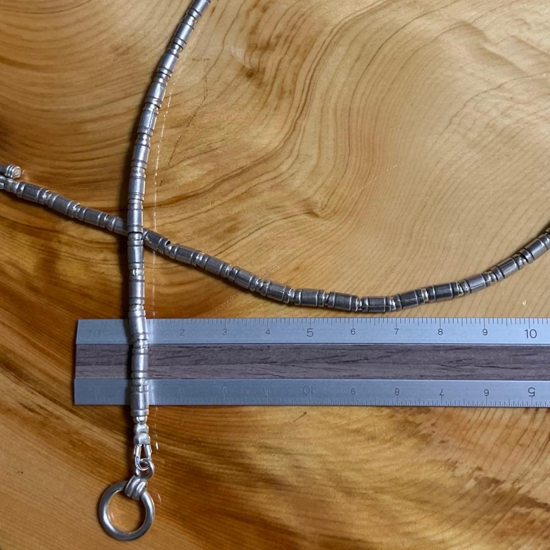カレンシルバー　シンプルなチューブビーズのネックレス　46.5cm