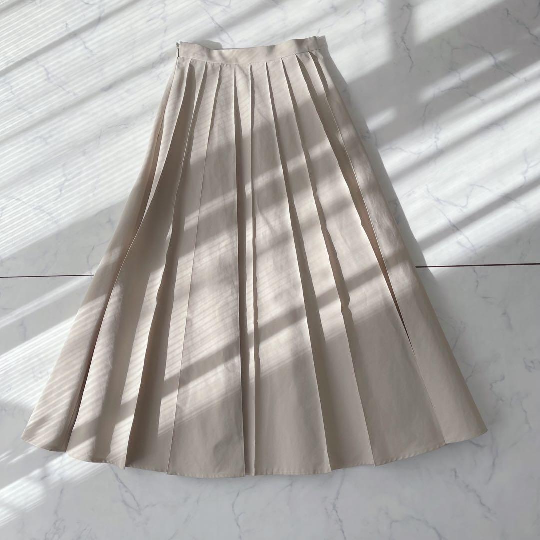 【未使用級】BLENHEIMM プリーツ フレア ロングスカート ベージュ日本製
