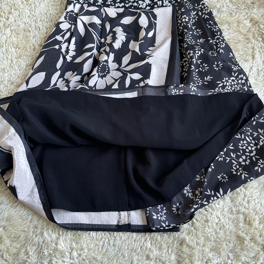 美品　TOCCA トッカ シフォン ワンピース L 白黒 花柄 洗濯可